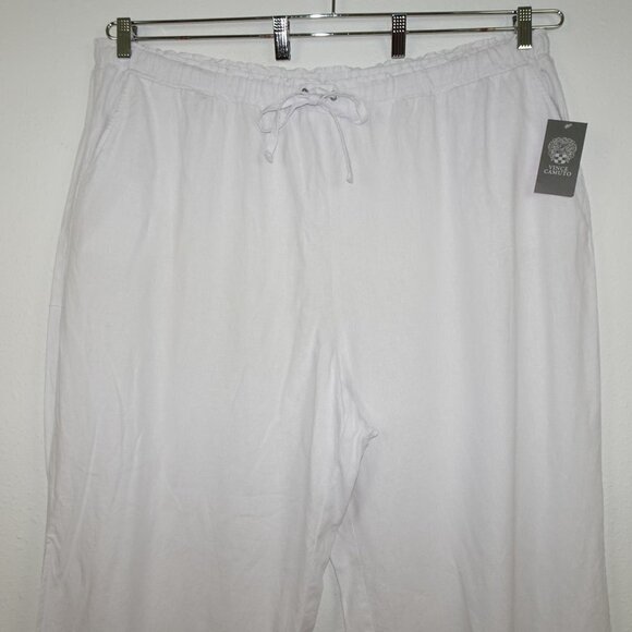 Vince Camuto Linen Blend Pants Women's Plus Size 3X White Wide Leg Side Slit - Picture 3 of 12